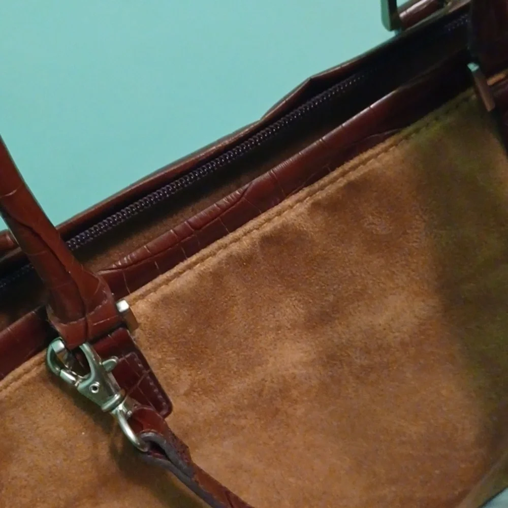 Relic hobo style suede bag. Dark Tan